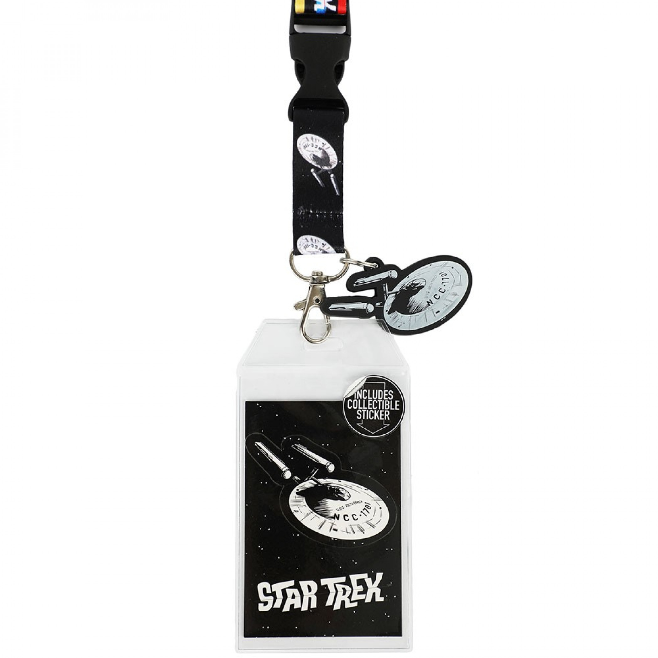 Star Trek Enterprise Repeating Lanyard With Charm and Card Holder